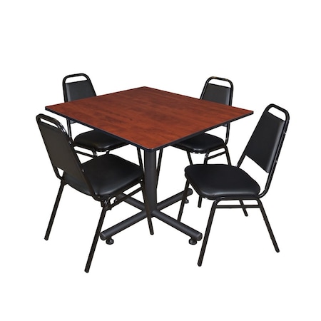 Kobe Kobe Square Table & Chair Set, Wood, Metal, Vinyl Top, Cherry TKB4848CH29BK